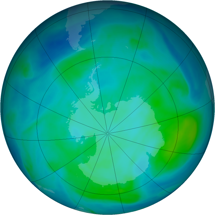 Antarctic ozone map for 05 February 2008